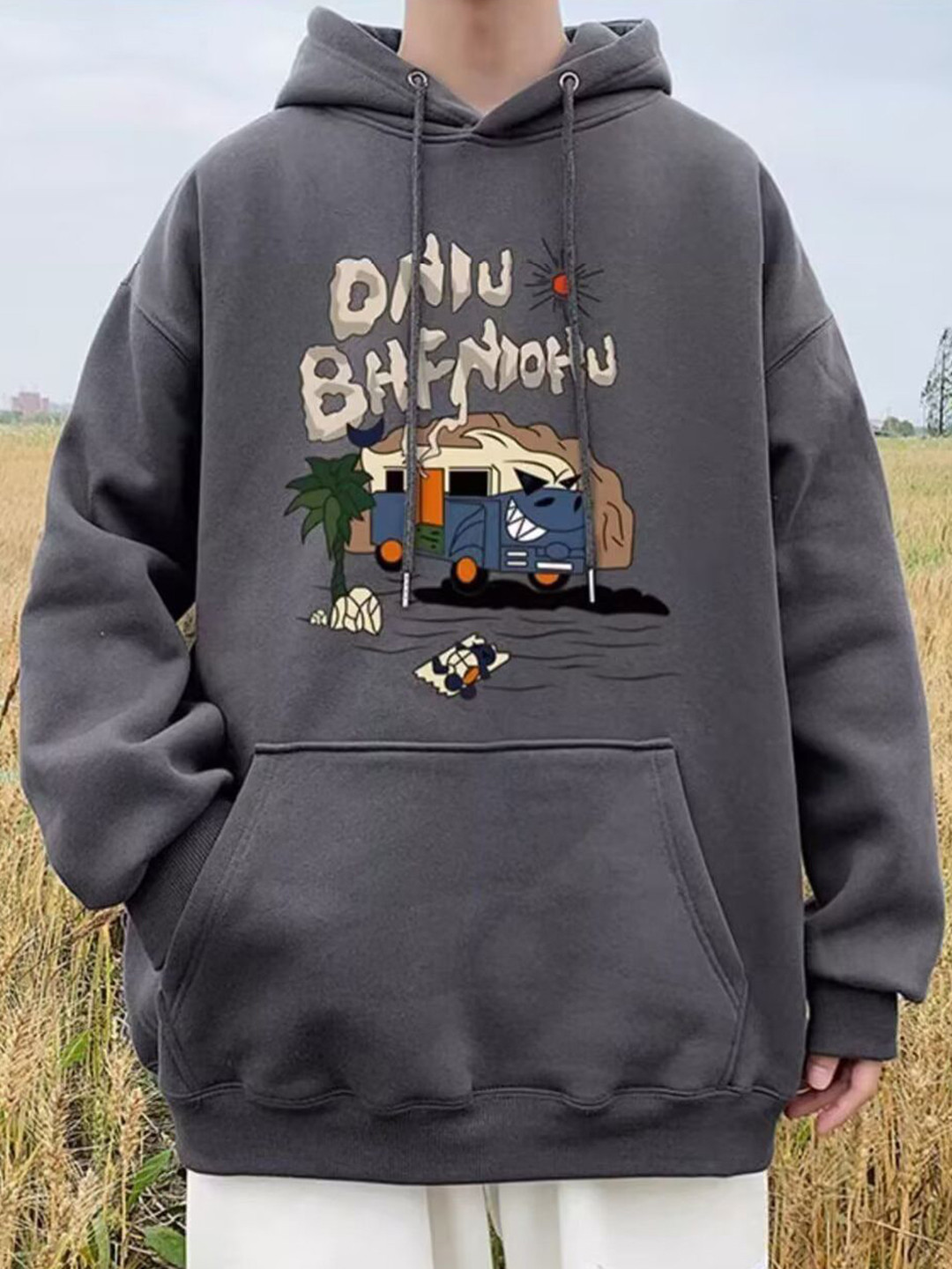 Humour and Comic Printed Hooded Sweatshirt