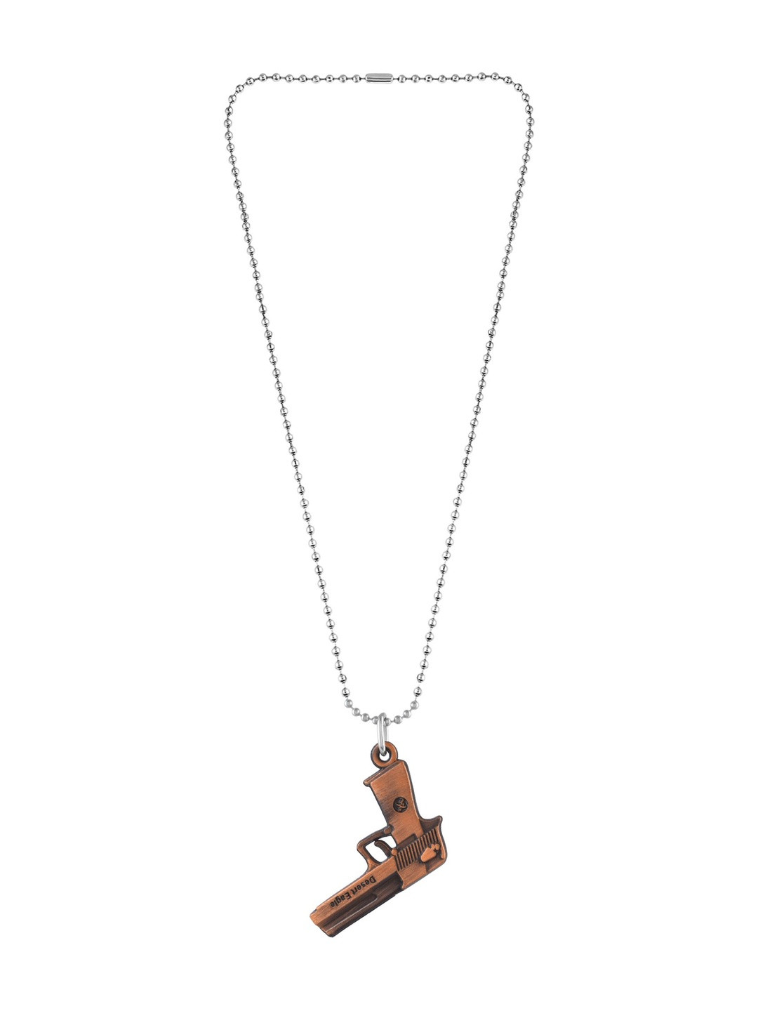DZINETRENDZ Unisex Brass-Plated Antique Gun Shape Pendant With Chains