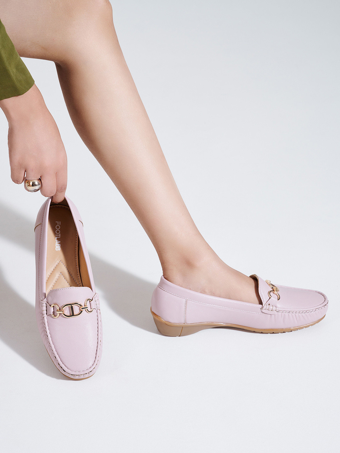 FOOTLABB Primiume Moccasin Women Textured Round Toe Slip On Lightweight Loafers