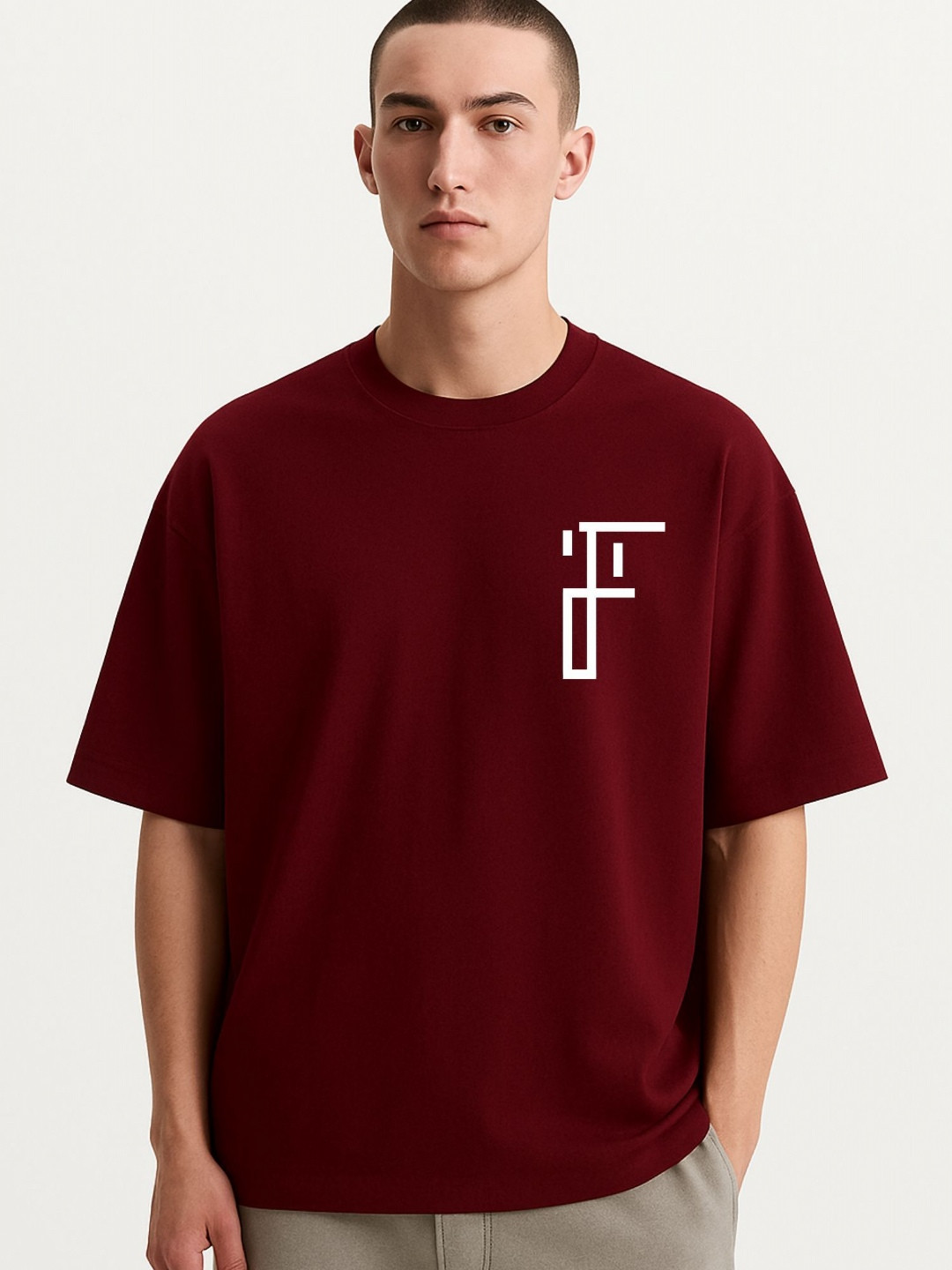 Fashnobic Men Dri-FIT Design Printed Round Neck Cotton Oversized T-shirt