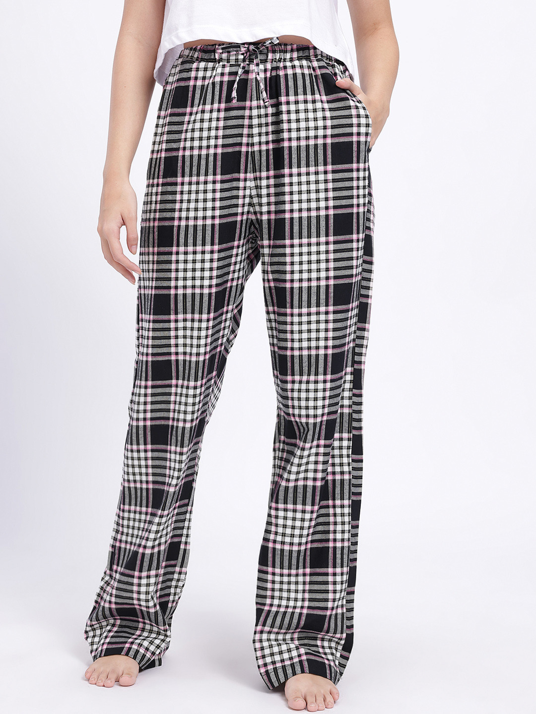 glitchez Women Twill Weave Checked Pyjamas