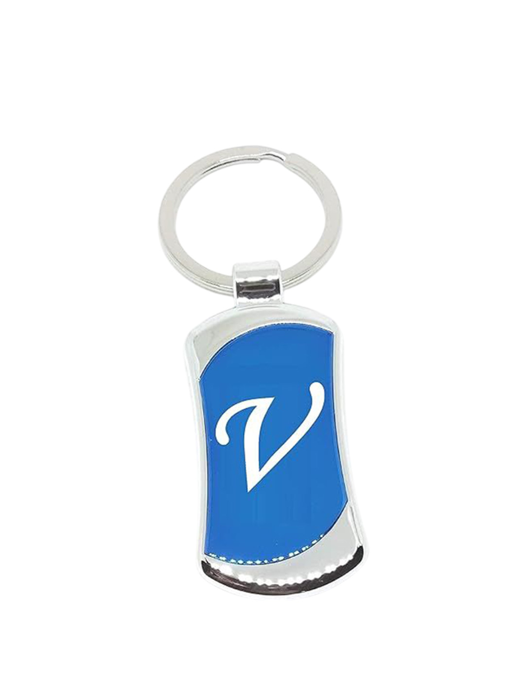 AUGEN Stainless Steel Alphabet Letter V Printed Key Chain