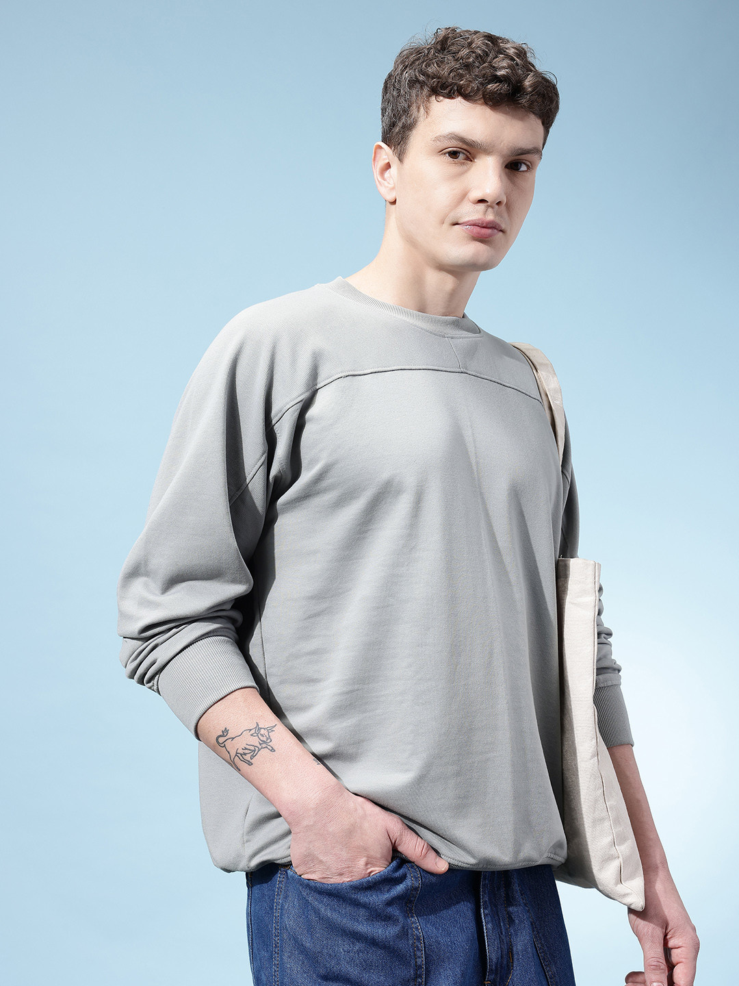 glitchez Paneled Raglan Sleeves Relaxed Sweatshirt