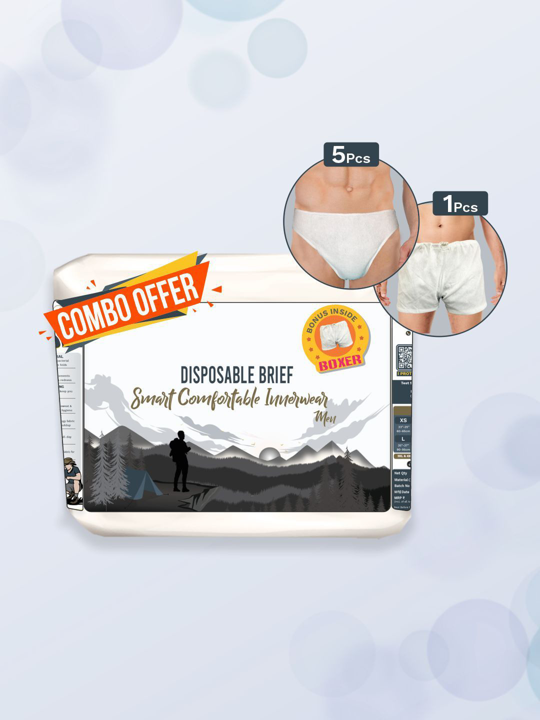 Prowee  Pack Of 5 Mid-Rise Inner Elastic Basic Briefs