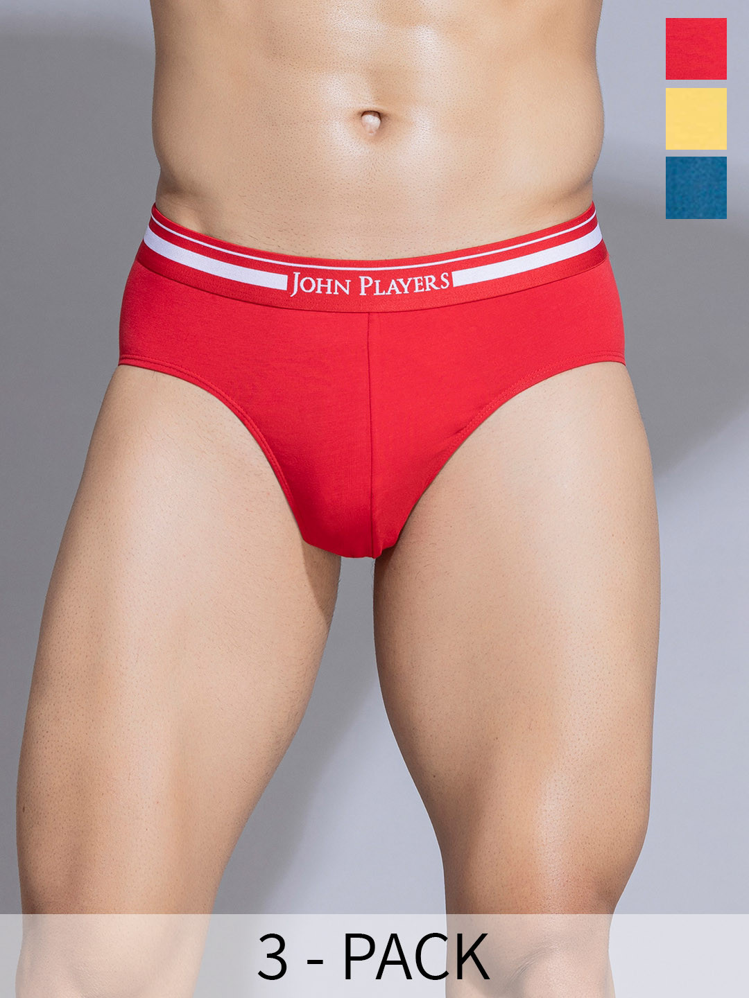 John Players Pack Of 3 Mid-Rise Rash-Free Basic Briefs COMBOJP30S