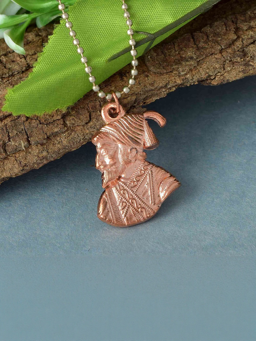 DZINETRENDZ Unisex Copper-Plated Shivaji Pendant With Chain