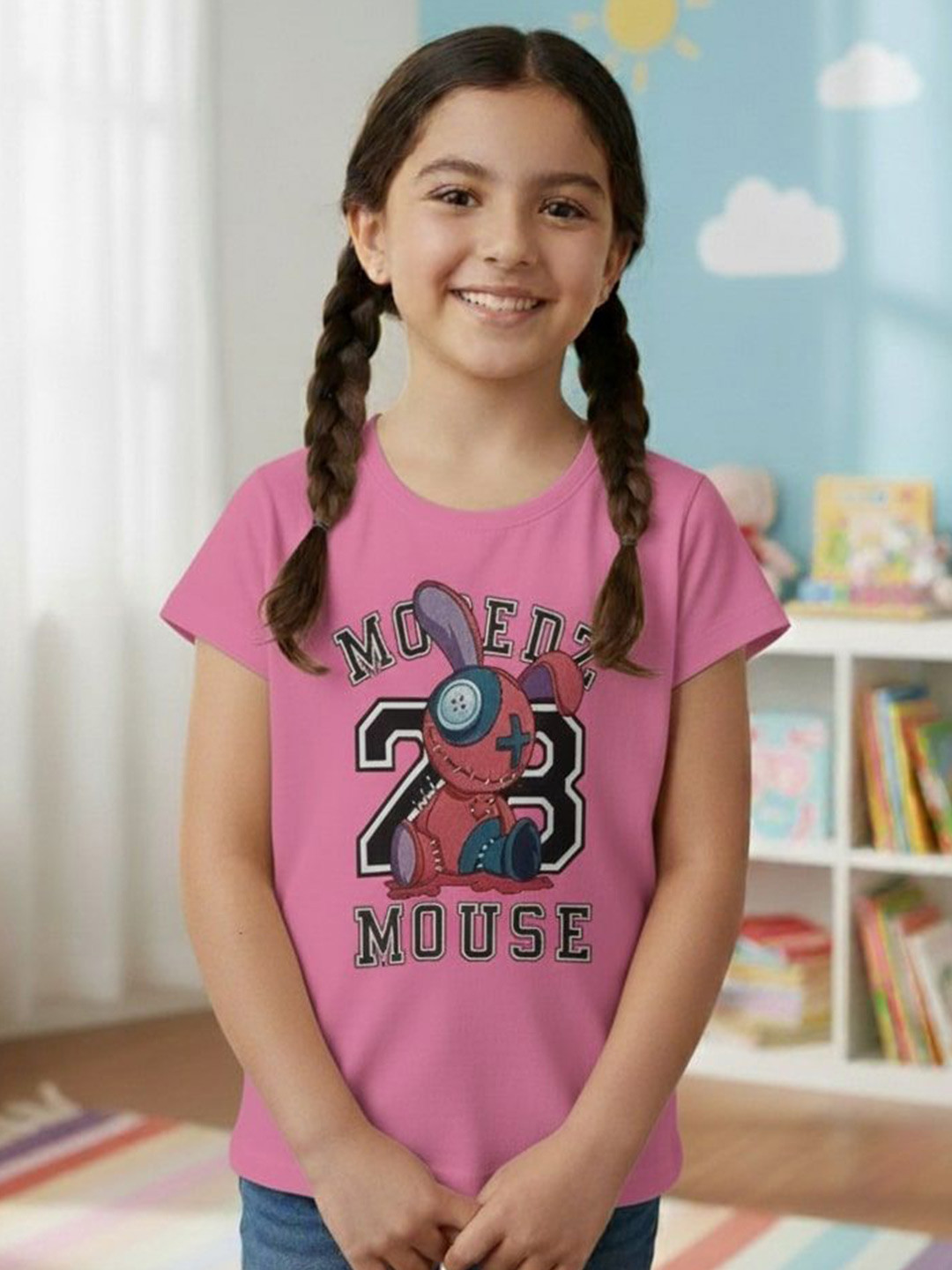 TRUFFLES Girls Mournz Mouse Printed Cotton Regular Fit T-shirt