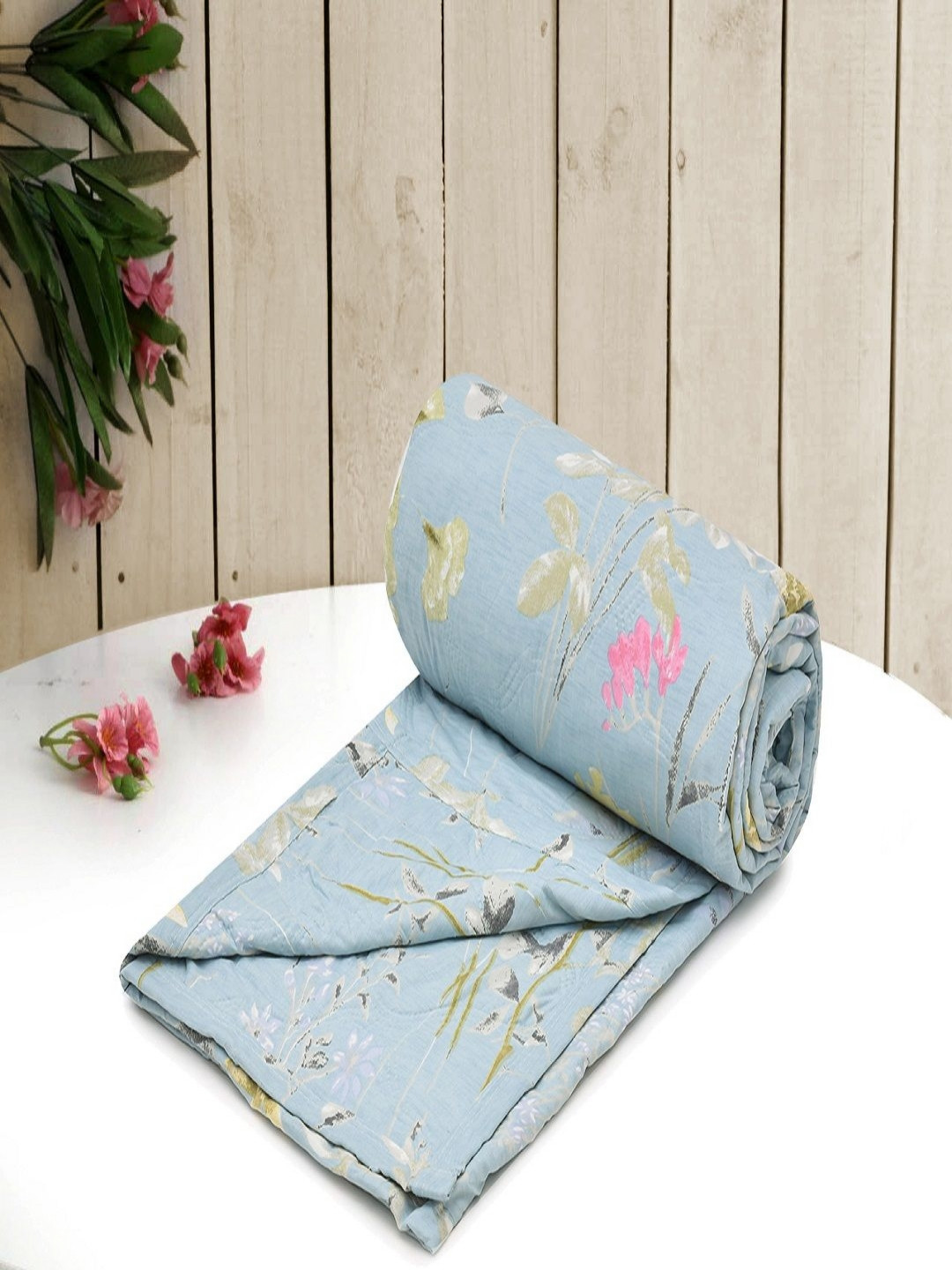 RRC Turquoise Blue Floral Microfiber AC Room Comforter