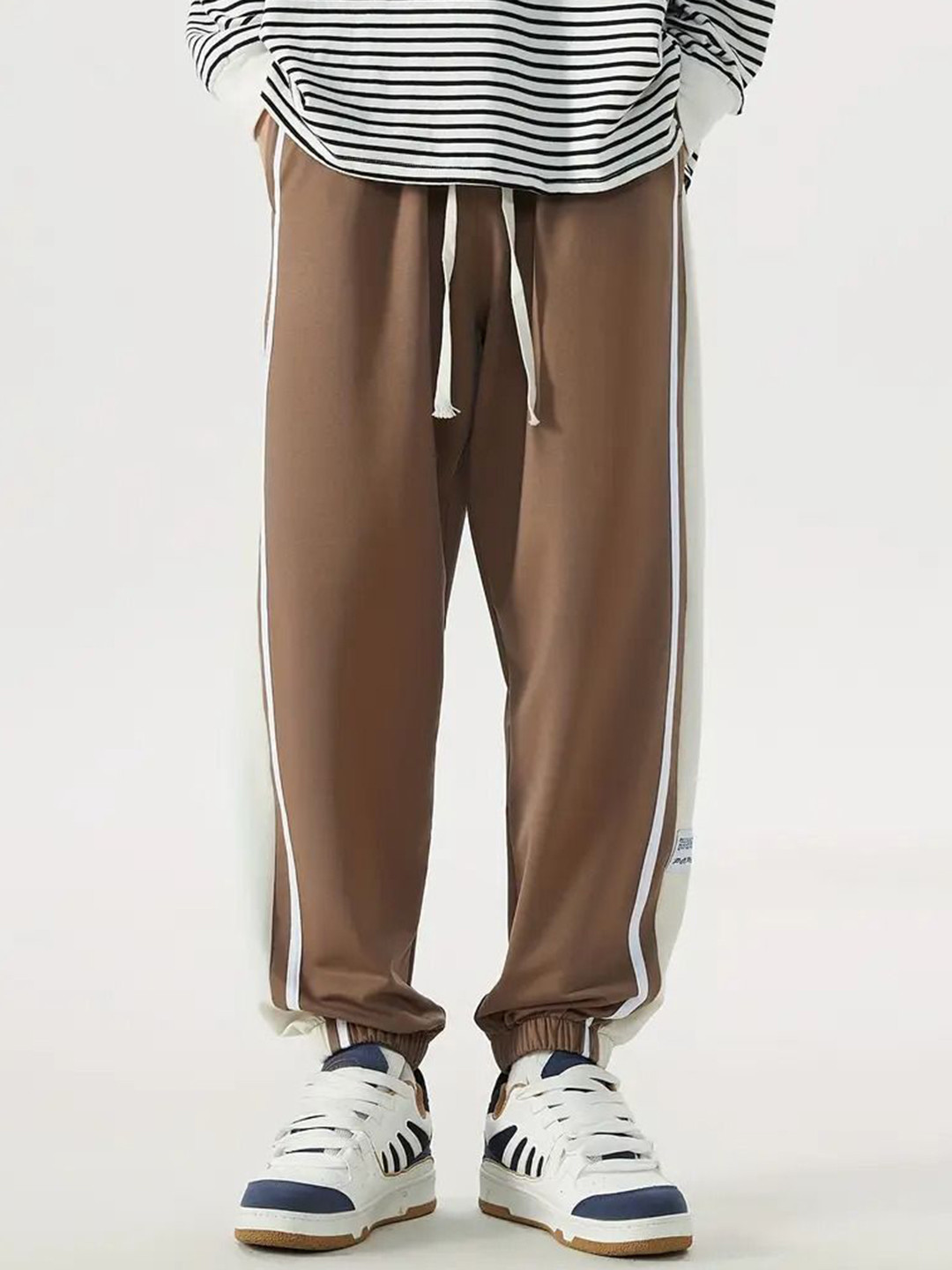 Q-rious Men Striped Baggy Cotton Track Pants