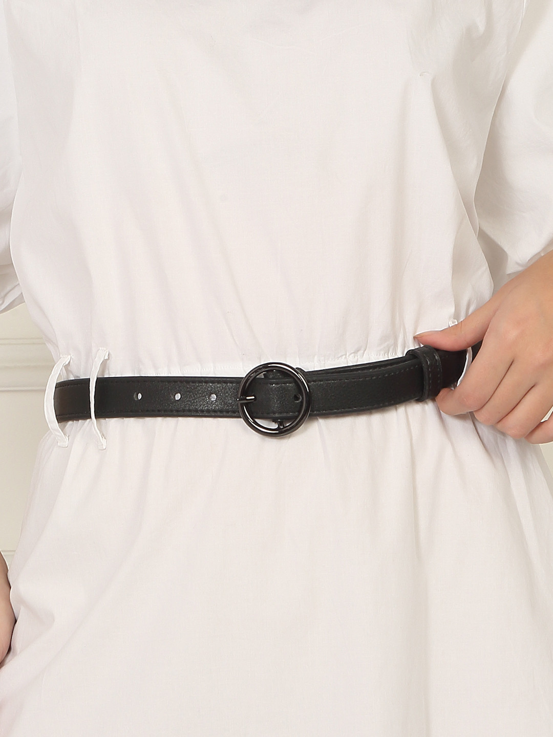 TYBELT Women Synthetic Leather Black Textured Leather Belt