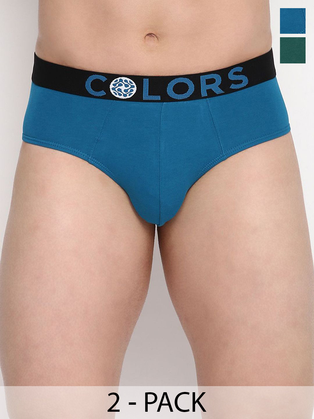 COLORS by Rupa Frontline Pack of 2 Men's Solid Mid Rise Basic Briefs