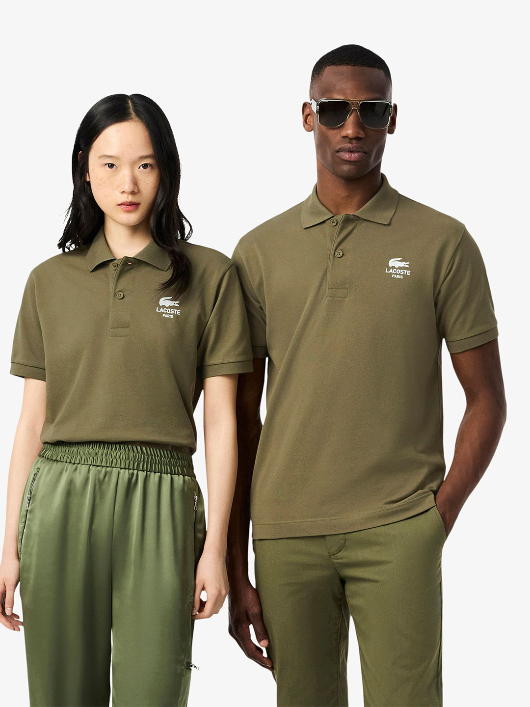 Lacoste Unisex Brand Logo Printed Polo Collar Pure Cotton T-shirt