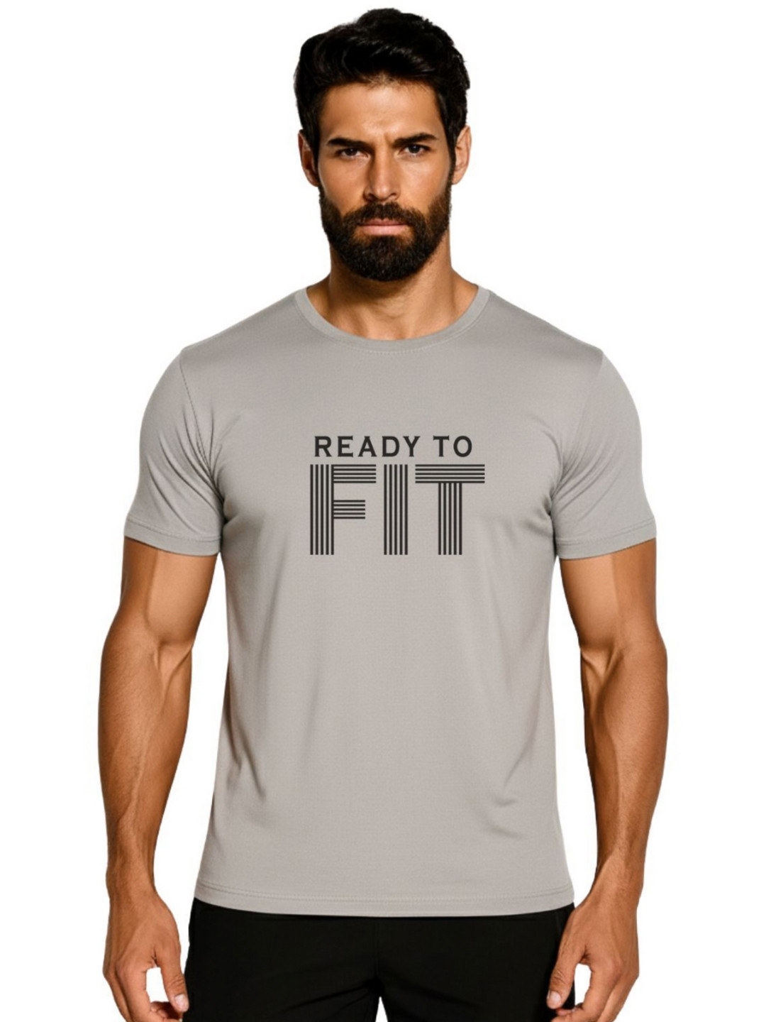 3Colors Typography Printed Round Neck Short Sleeves Dry Fit T-shirt