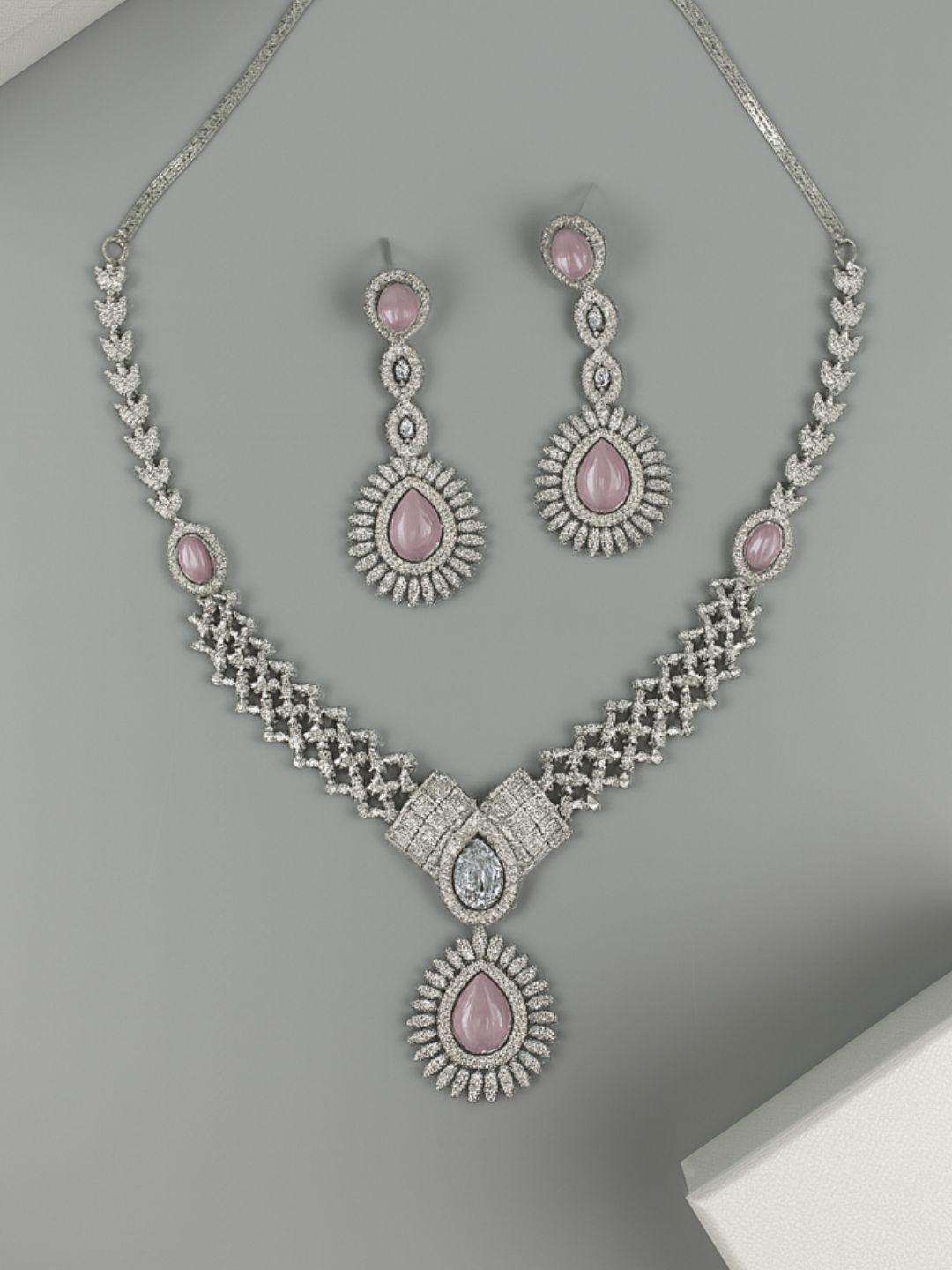 shringaar by neha German Silver Cubic Zirconia Jewellery set