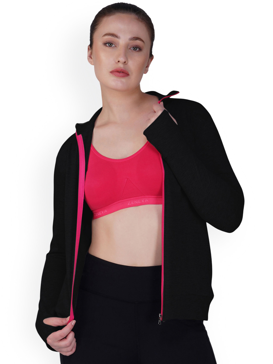PALOMI Women Mock Collar Solid Lightweight Sporty Jacket