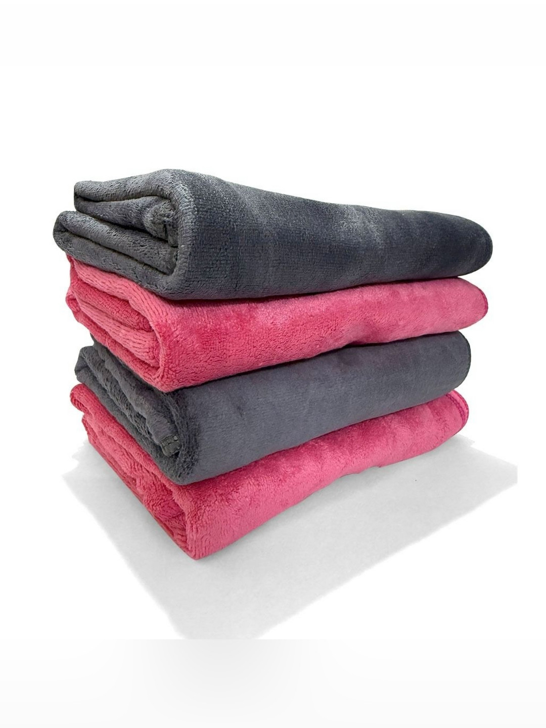 U & U Unique Utilities Grey & Pink 4 Pcs 400-GSM Microfiber Hand Towels