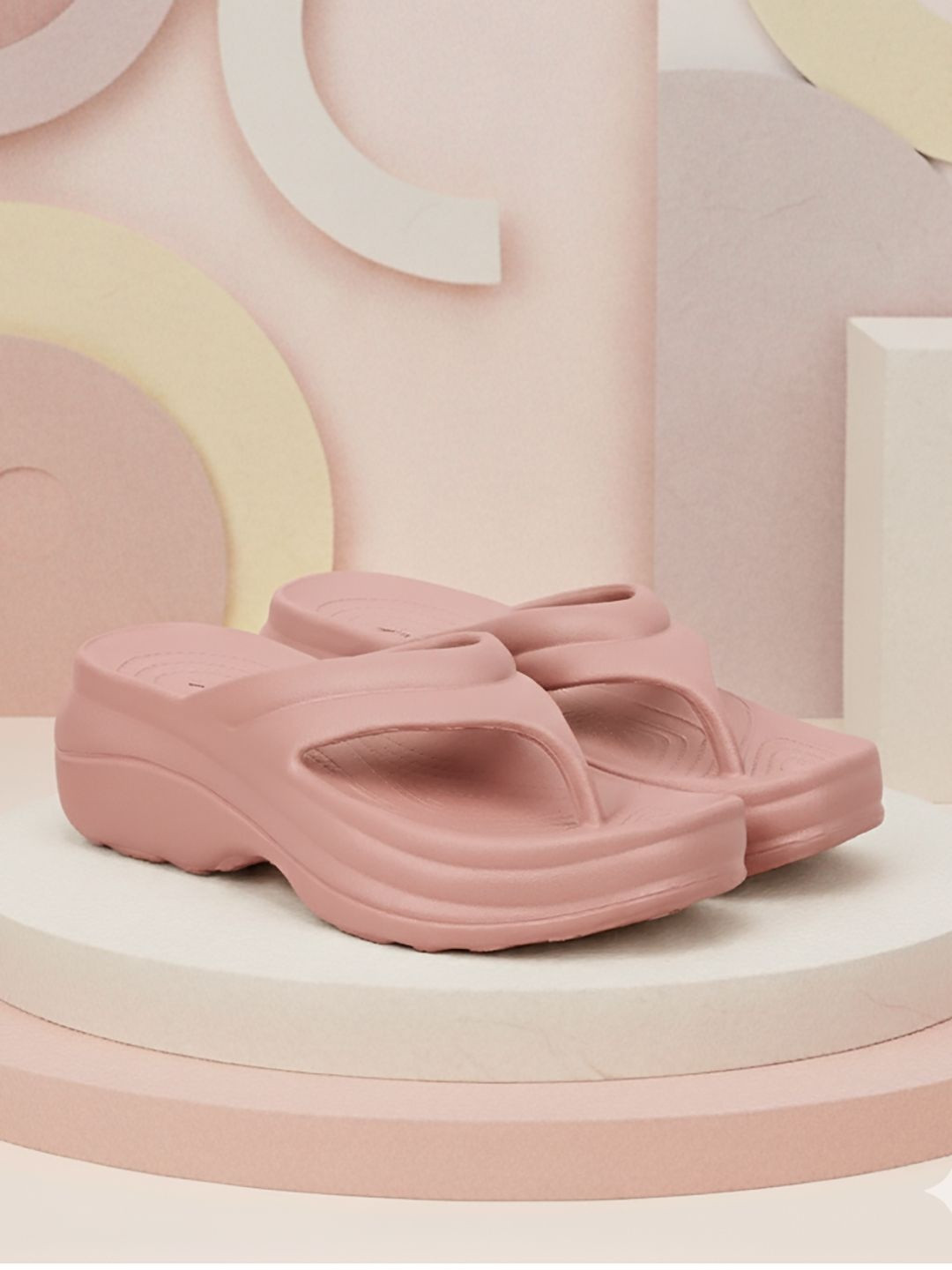 TRASE Women Peach Solid Slip-On Flip Flops