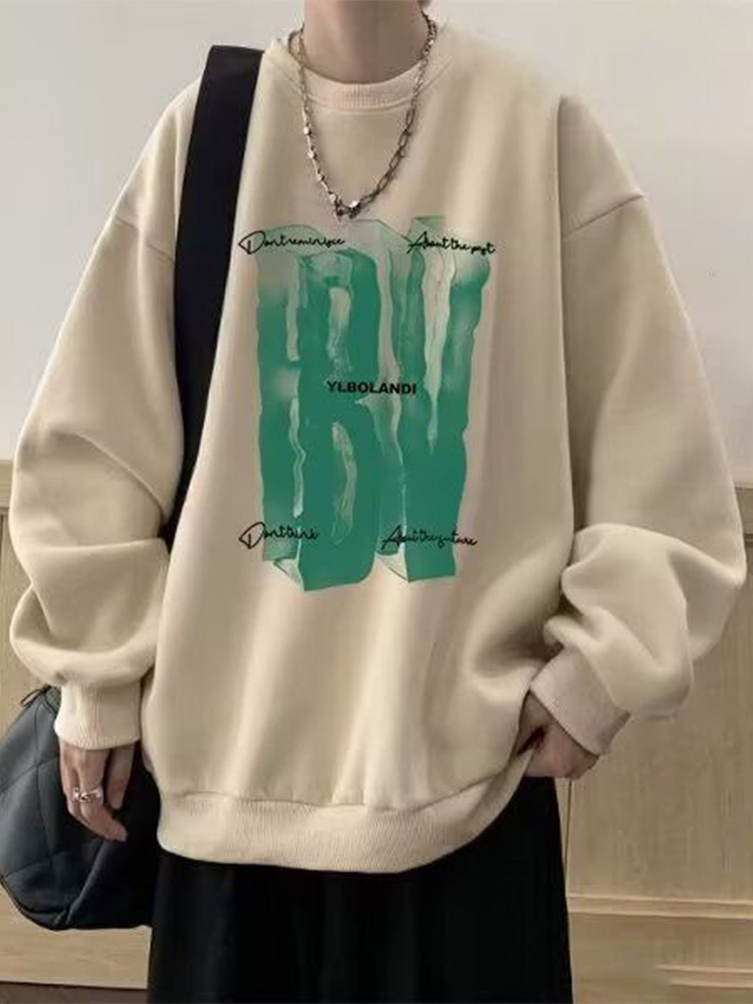 Ylbolandi Men Abstract Printed Round Neck Sweatshirt