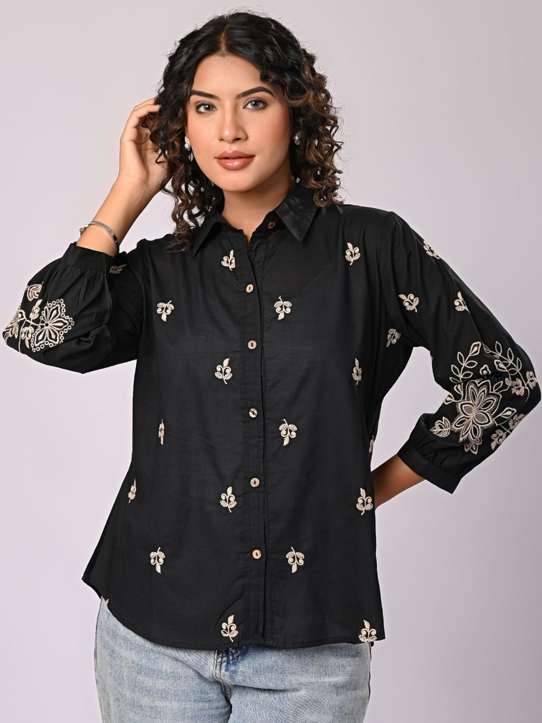 Zolo Label Embroidered Cotton Shirt