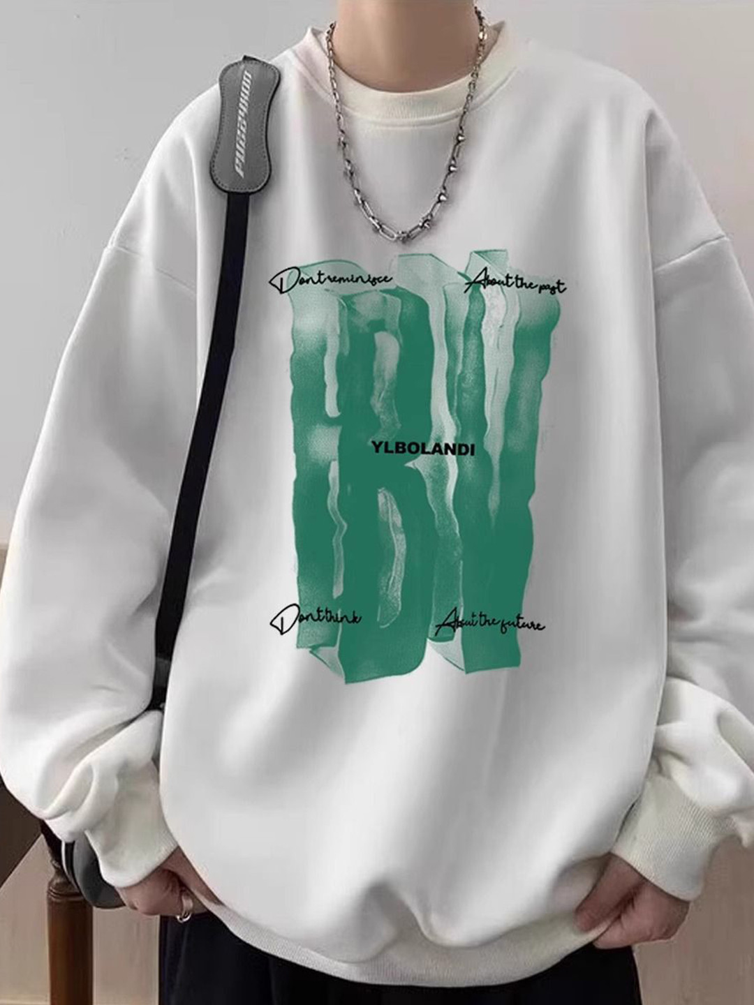 YLBOLANDI Men Abstract Printed Round Neck Sweatshirt