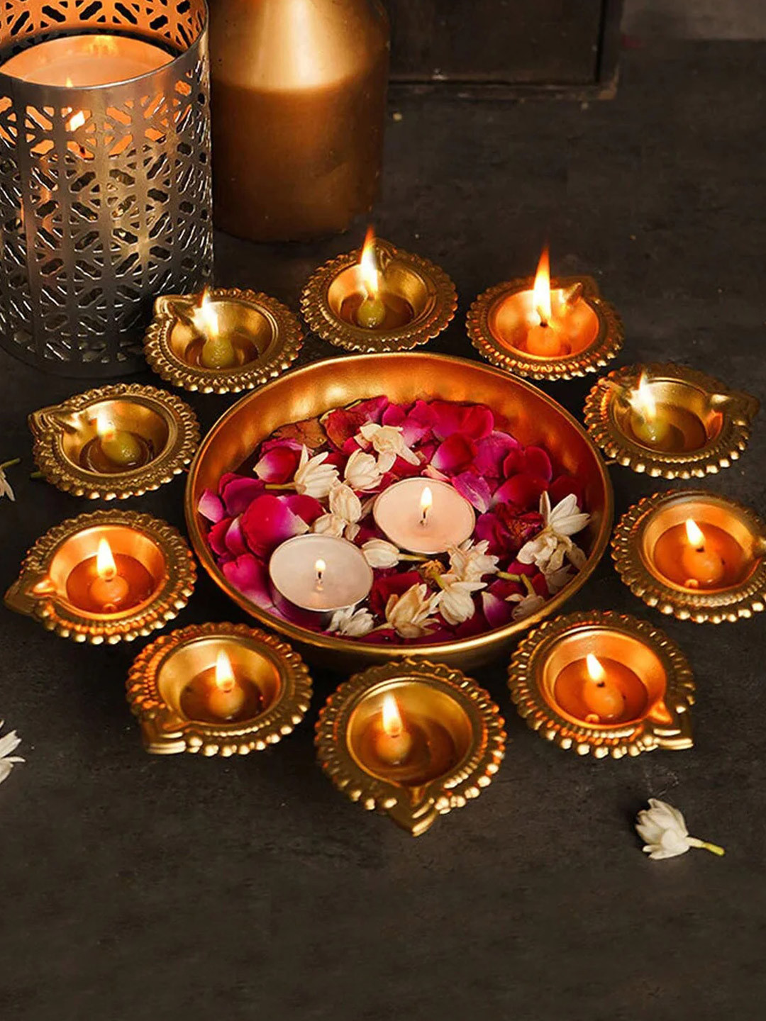 TIED RIBBONS Gold-Toned Solid Urli Decorative Bowls