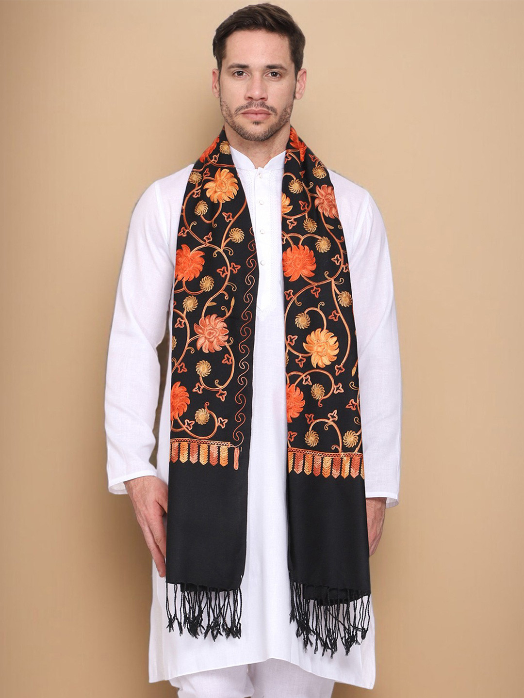 WEAVERS VILLA Men Aari Embroidered Winter Shawl