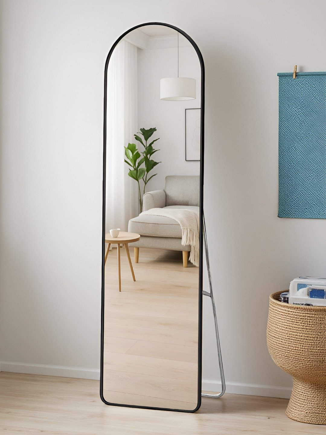 Art Street Black Arch Shaped Glass Floor Mirror