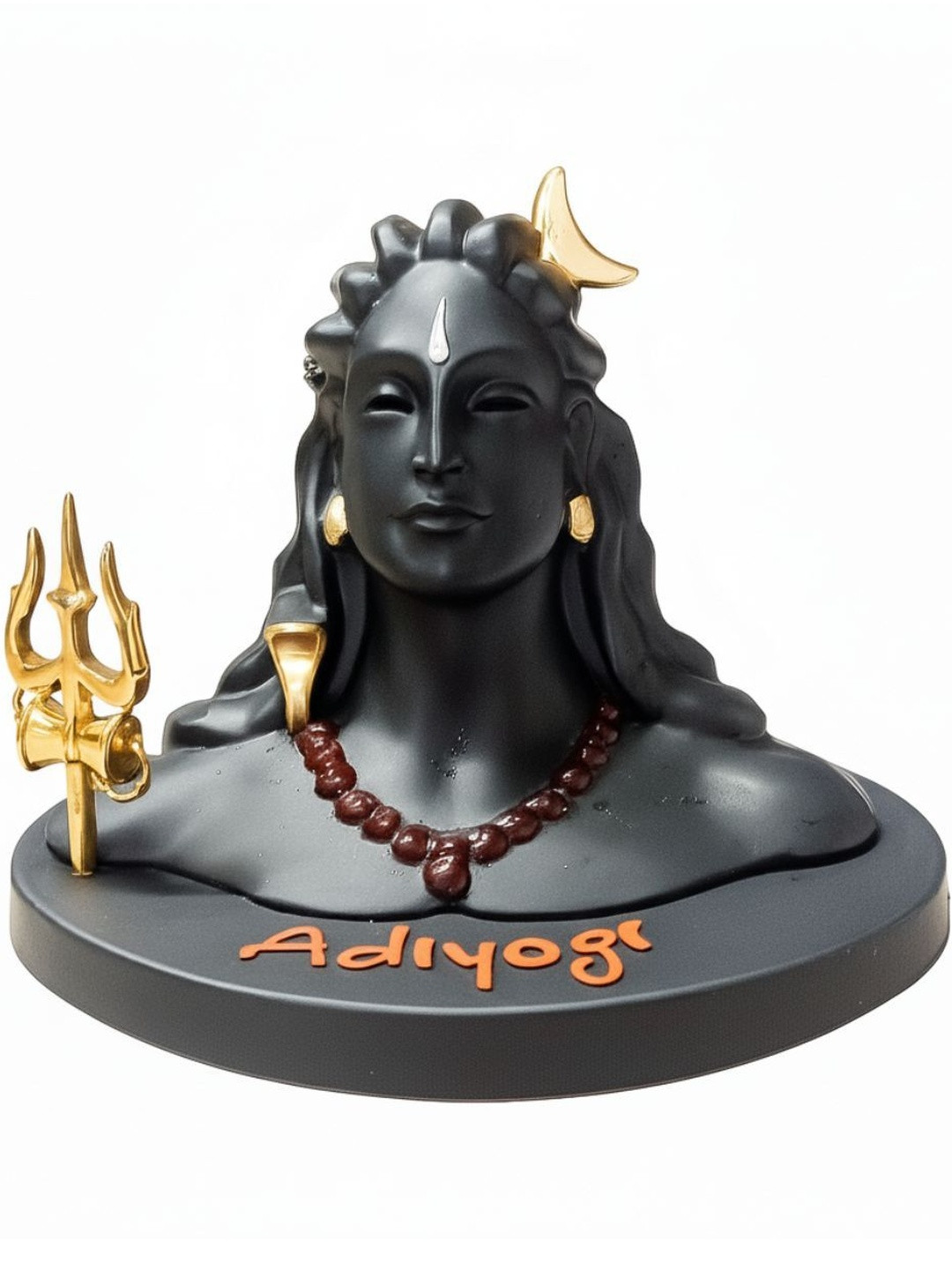 Tiny Shiny Black Adiyogi Shiv Crafted Ceramics Matte Handcrafted Statue