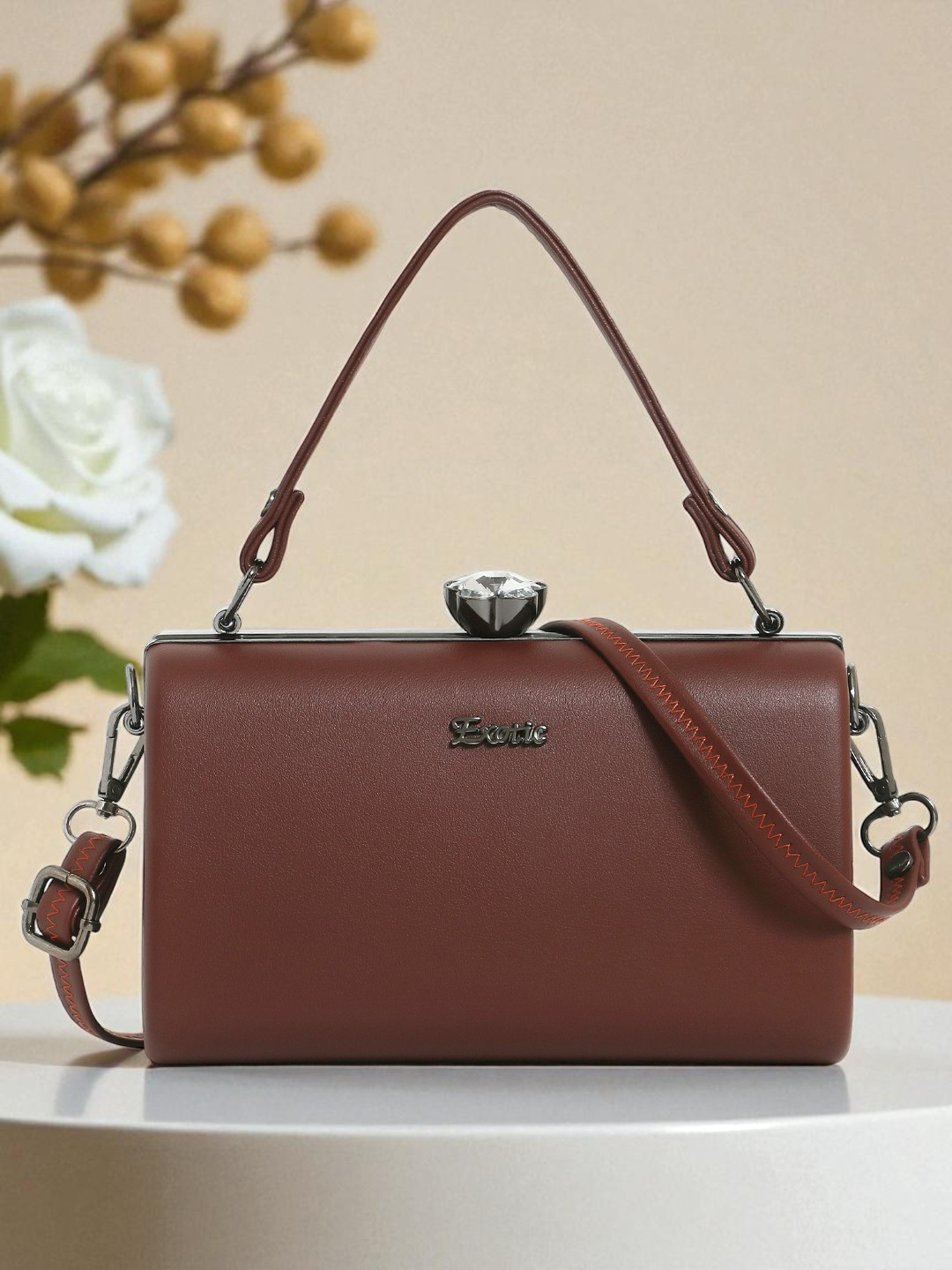 Exotic Shoulder Strap Box Clutch