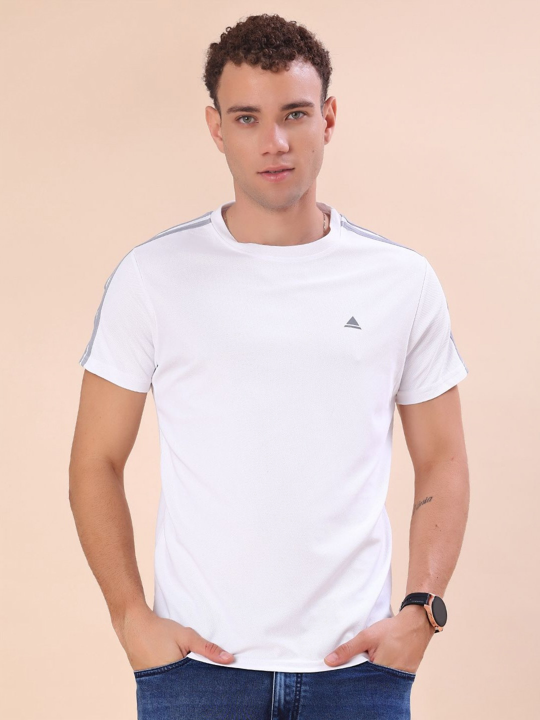 V-Mart Brand Logo Round Neck Slim Fit T-shirt