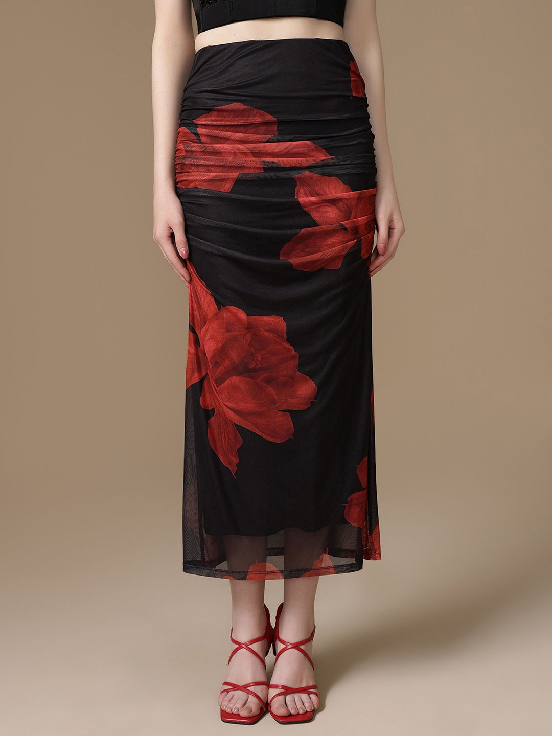 Kazo Hibiscus Women Floral Printed Straight Skirts