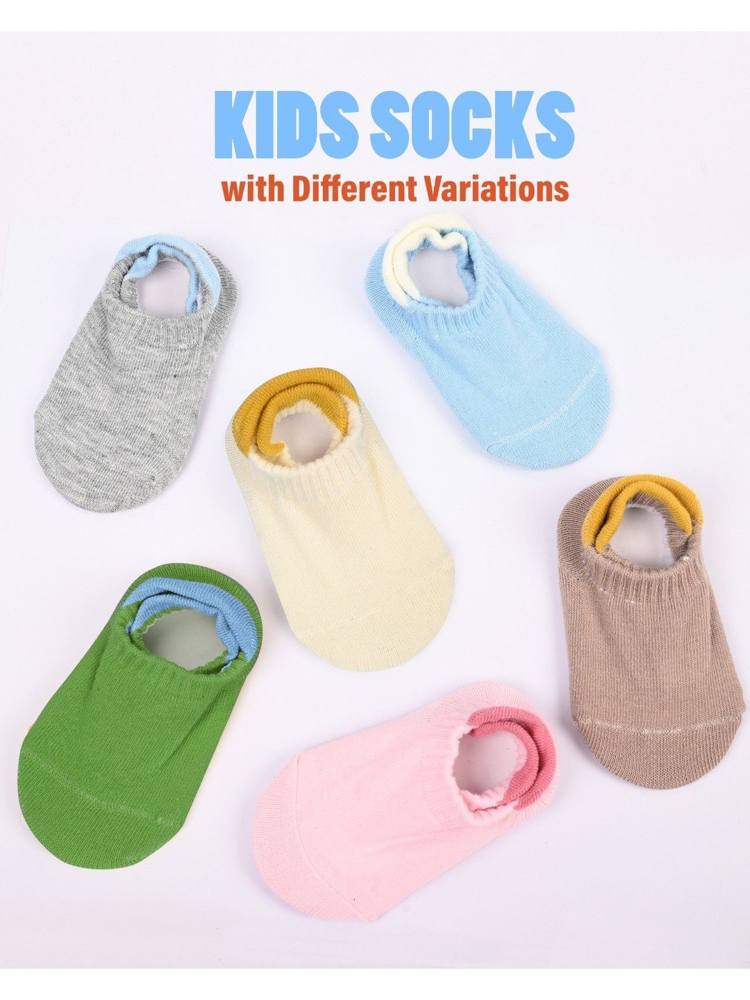 Kolor Fusion Kids Unisex Pack Of 6 Anti Skid No Show Loafer Socks