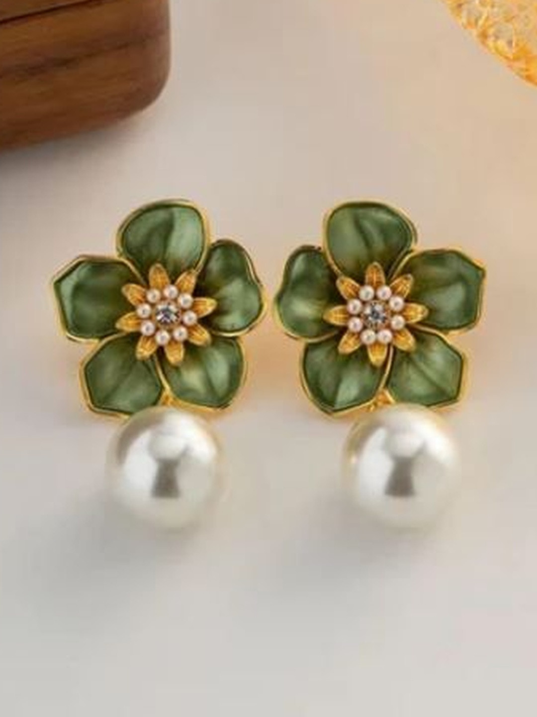 KATY Artificial Stones and Beads Drop Earrings