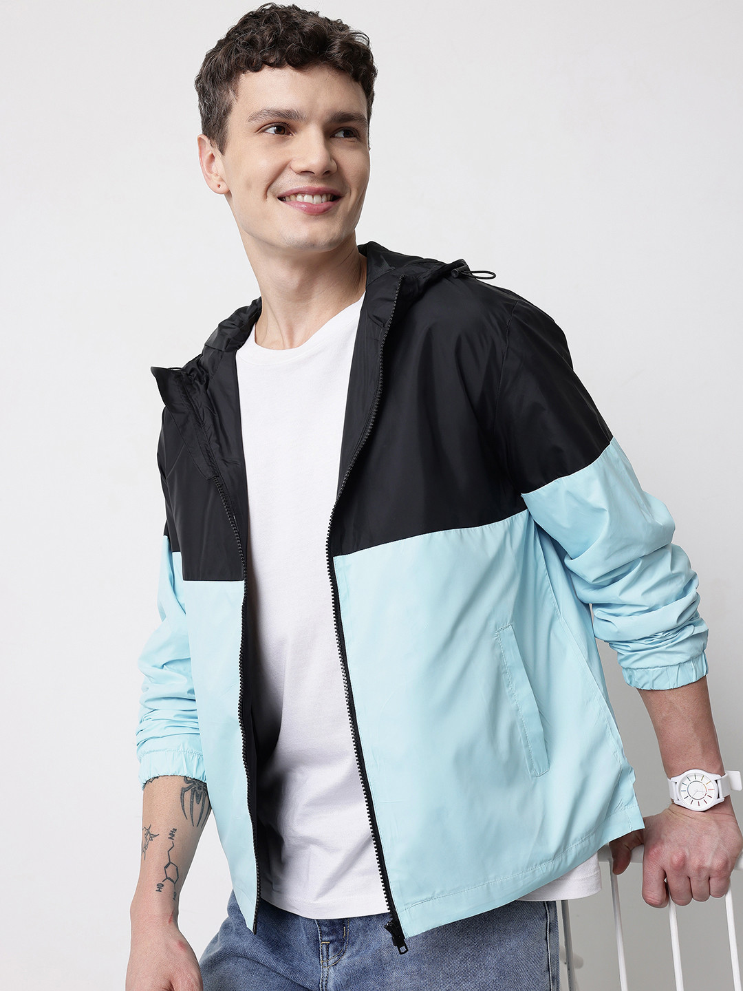 Mast & Harbour Hooded Colorblocked Tailored Jacket with Toggle