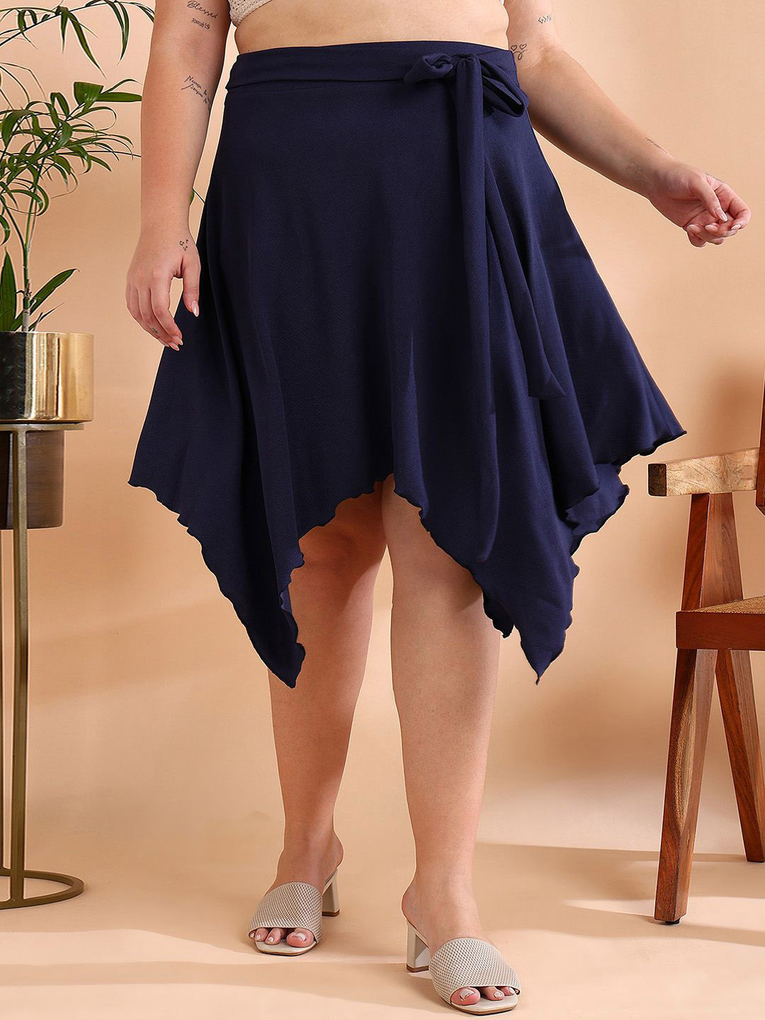 BAESD Women  Asymmetric Hem Slip- On Wrap Midi Skirts