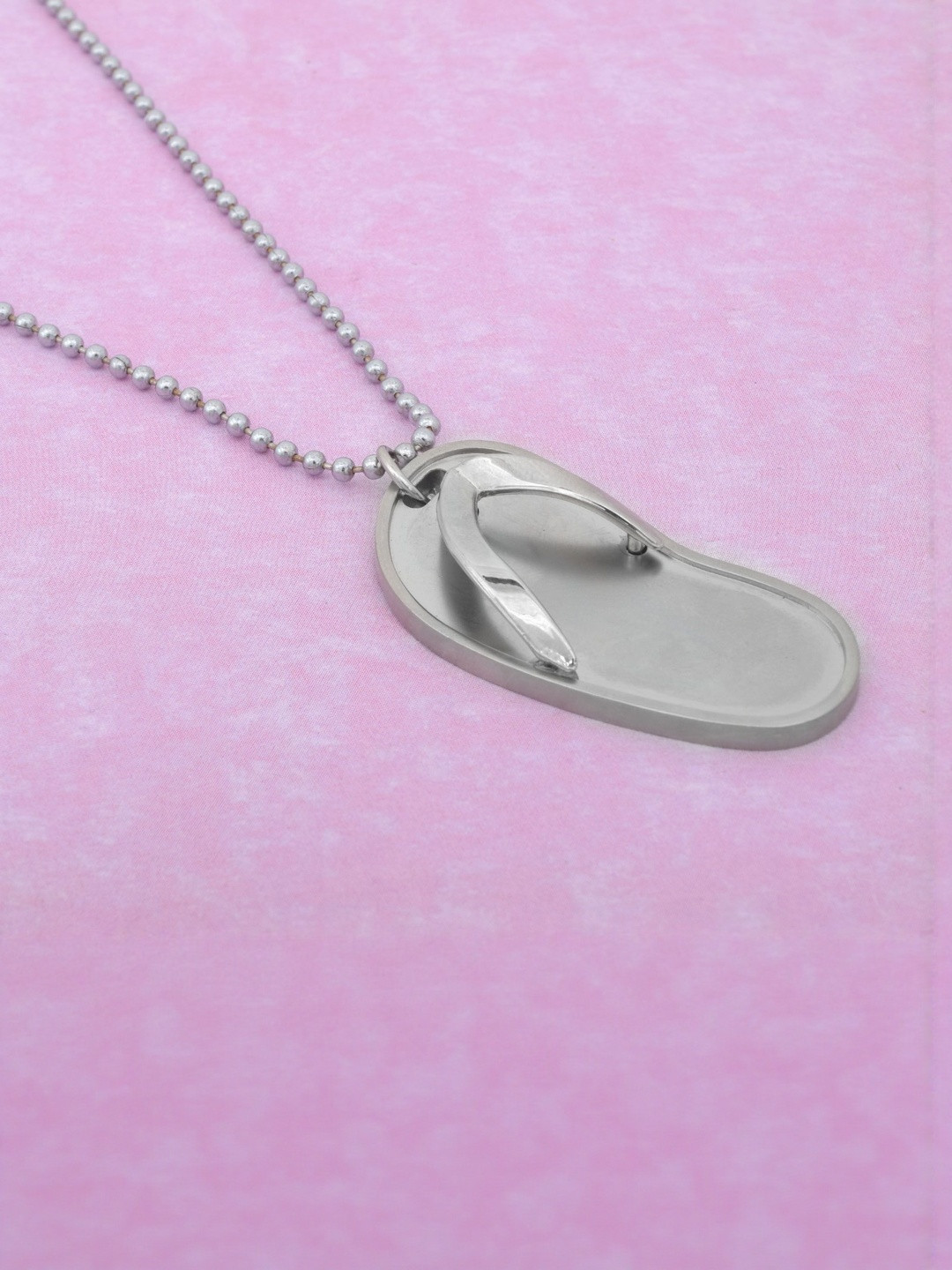 DZINETRENDZ Unisex Silver-Plated Chappal Shaped Pendants With Chains