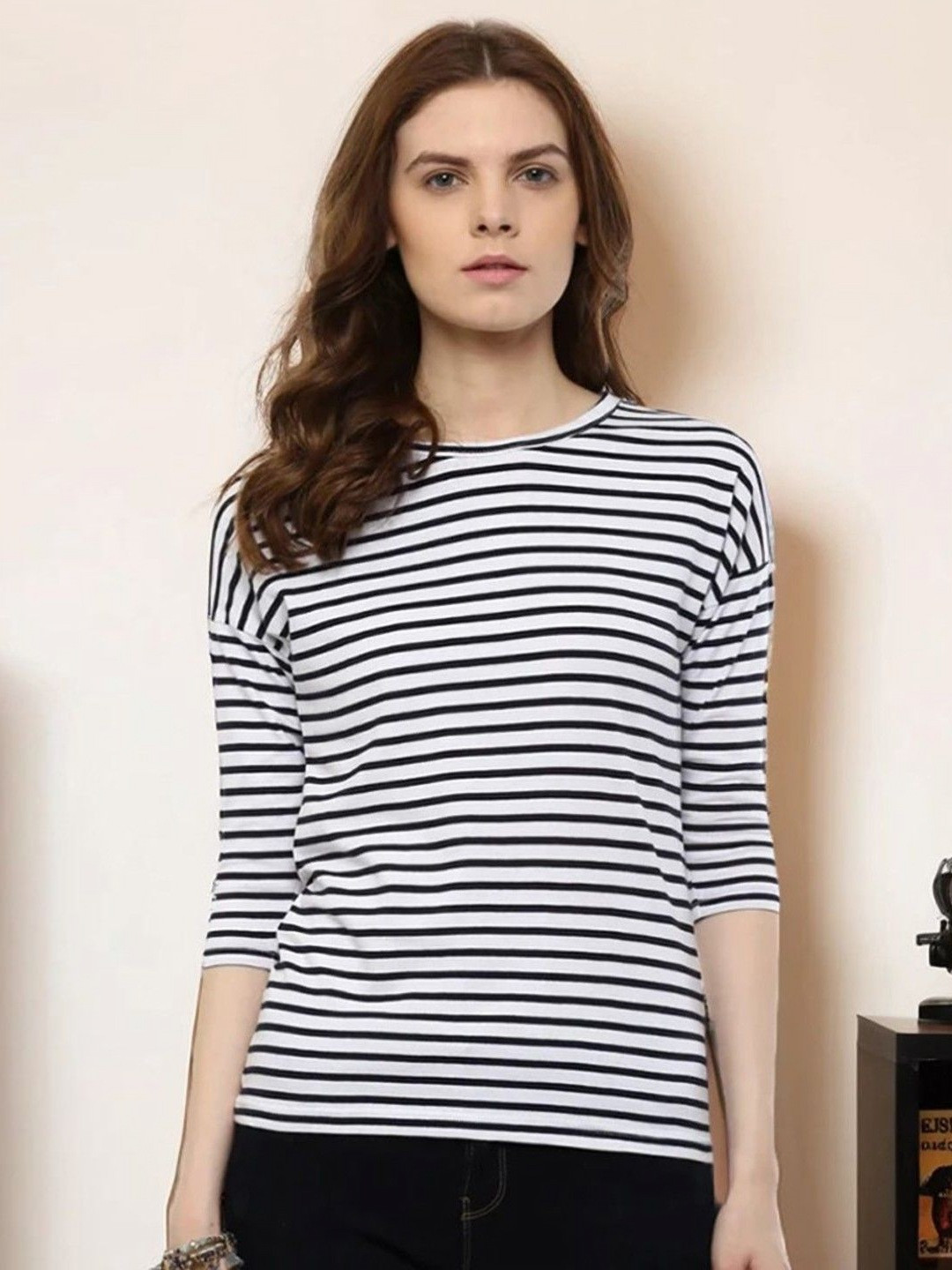StyleDrawer Striped Cotton Round Neck T-shirt