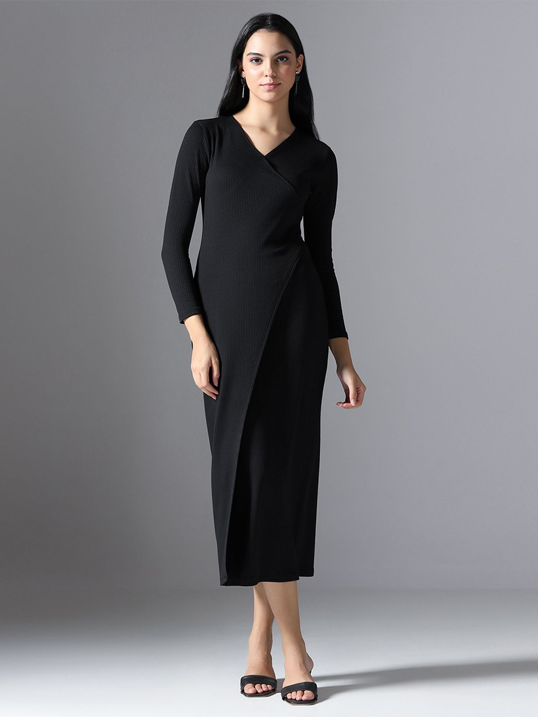 Selvia Bodycon Wrap Midi Dress