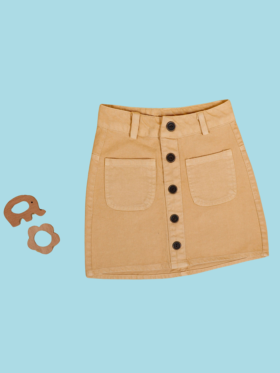 TWEENY MINI Girls Solid Denim A-Line Mini Skirt