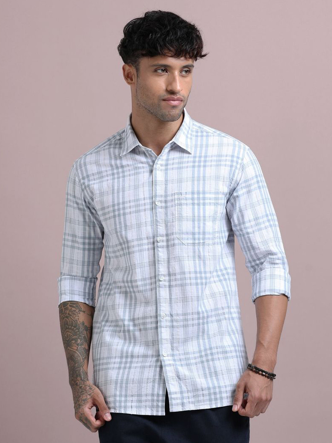 RIGS AND RAGS Men Regular Classic Fit Checked Cotton Casual Shirt