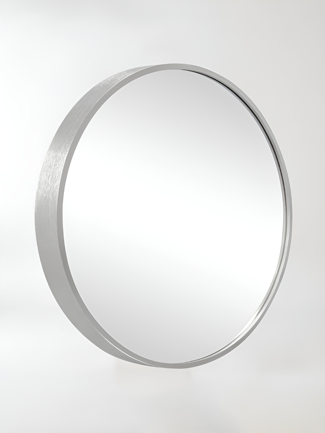 Art Street Silver Toned Round Shaped Glass Wall Mirror