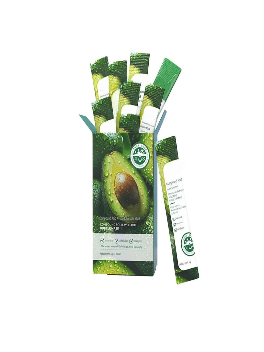 WHIPBIRD Avocado Centella Foam Bubble Facial Mask For Deep Cleansing - 12 Pieces 4 g