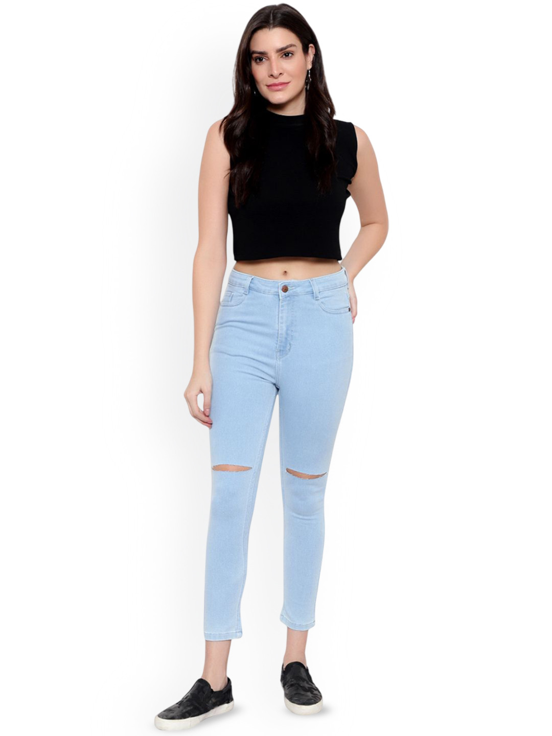God's Club Women Straight Fit High-Rise Highly Distressed Jeans