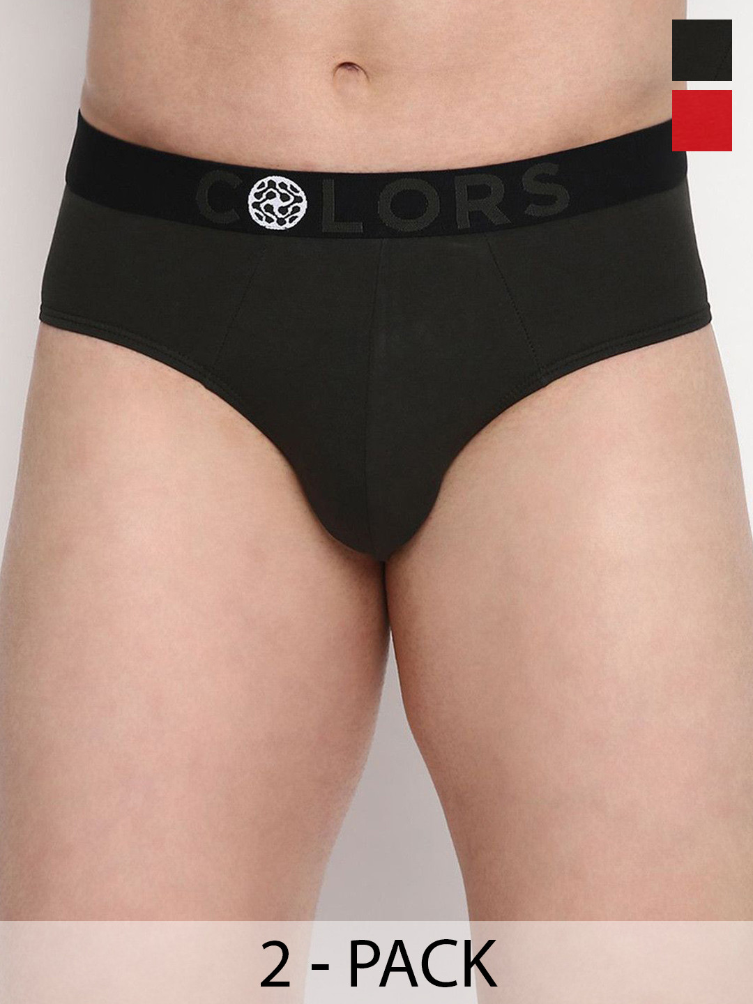 COLORS by Rupa Frontline Pack Of 2 Brand Logo Printed Mid-Rise Basic Briefs