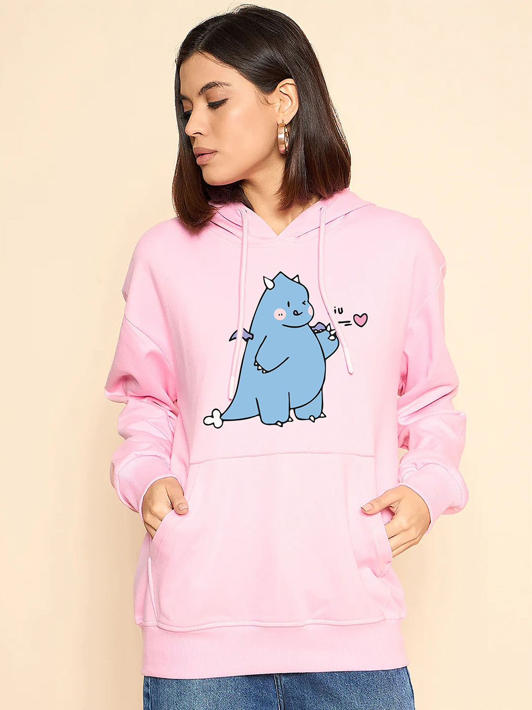 BRIEF CHICKADE Cartoon Graphic Printed Hooded Pullover Sweatshirt