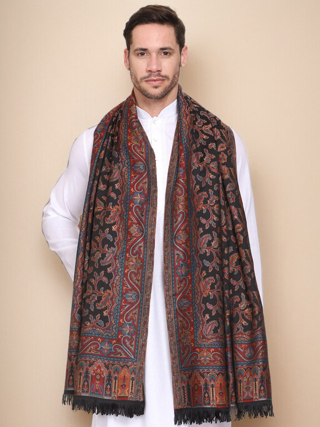 WEAVERS VILLA Men Woven Kani Design Winter Shawl