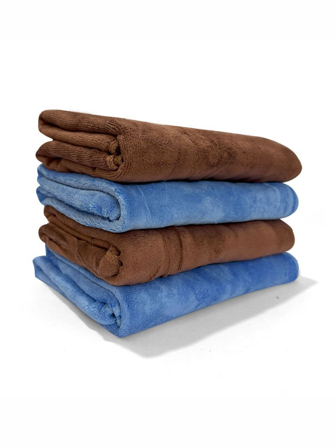 U & U Unique Utilities 4Pc Blue & Brown 400-GSM Microfiber Hand Towels