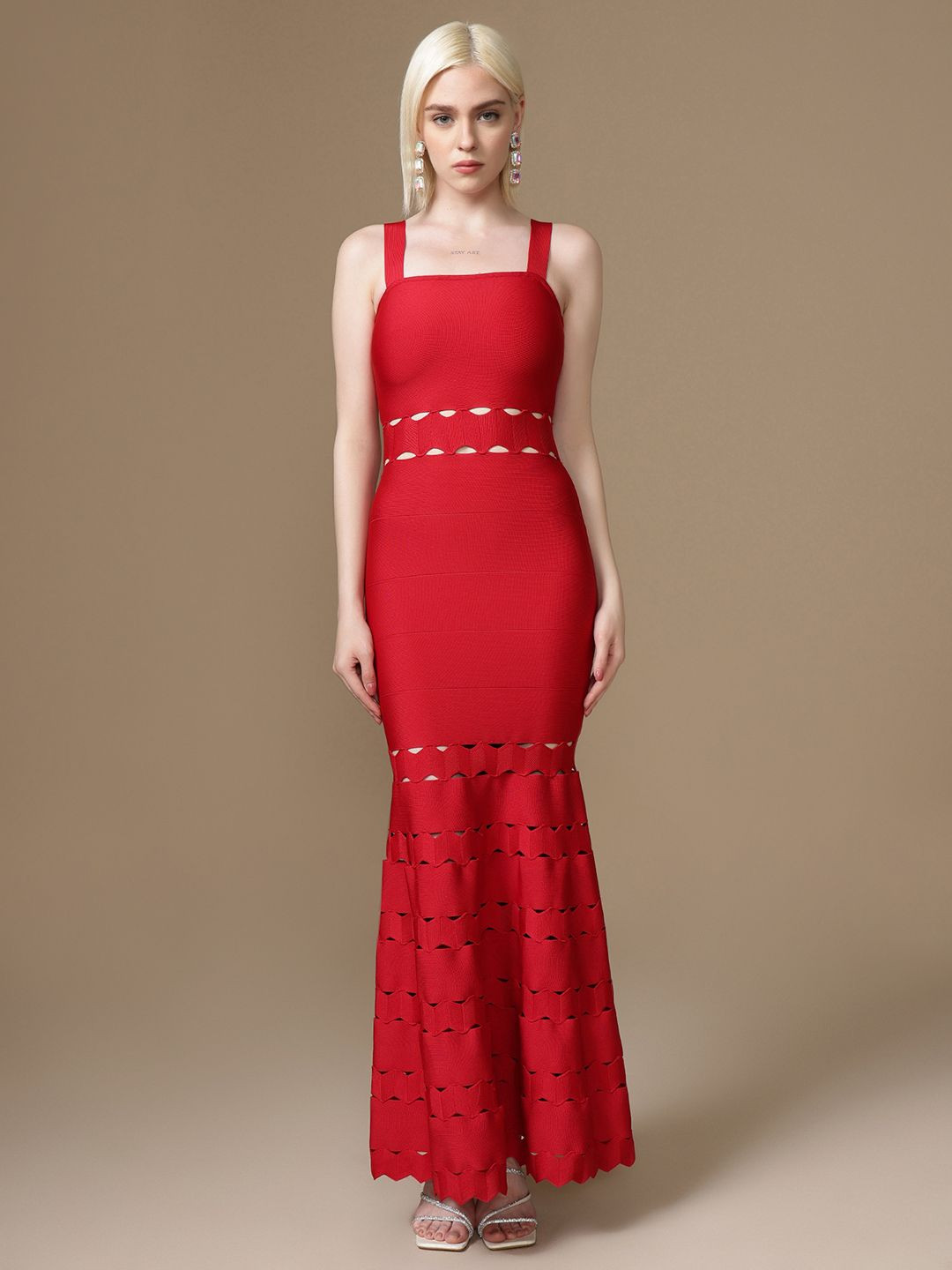 Kazo Kontour Tyra Floral  Shoulder Straps Fit & Flare Maxi Dress