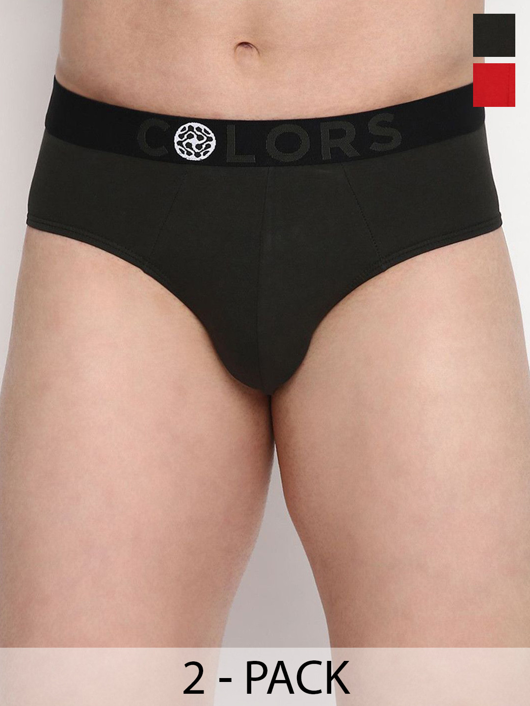 COLORS by Rupa Frontline Pack of 2 Solid Cotton Blend Basic Briefs