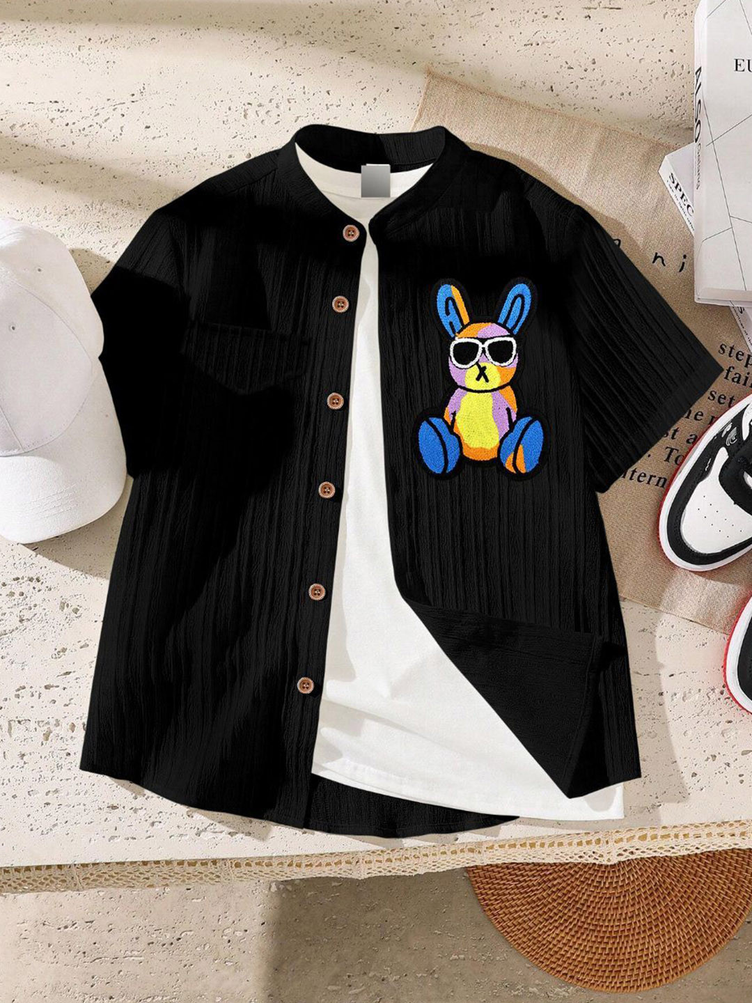 DANFORTH Boys Bugs Bunny Printed Mandarin Collar Cotton Regular Fit Casual Shirt
